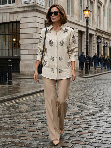 Beige Embelished Shacket