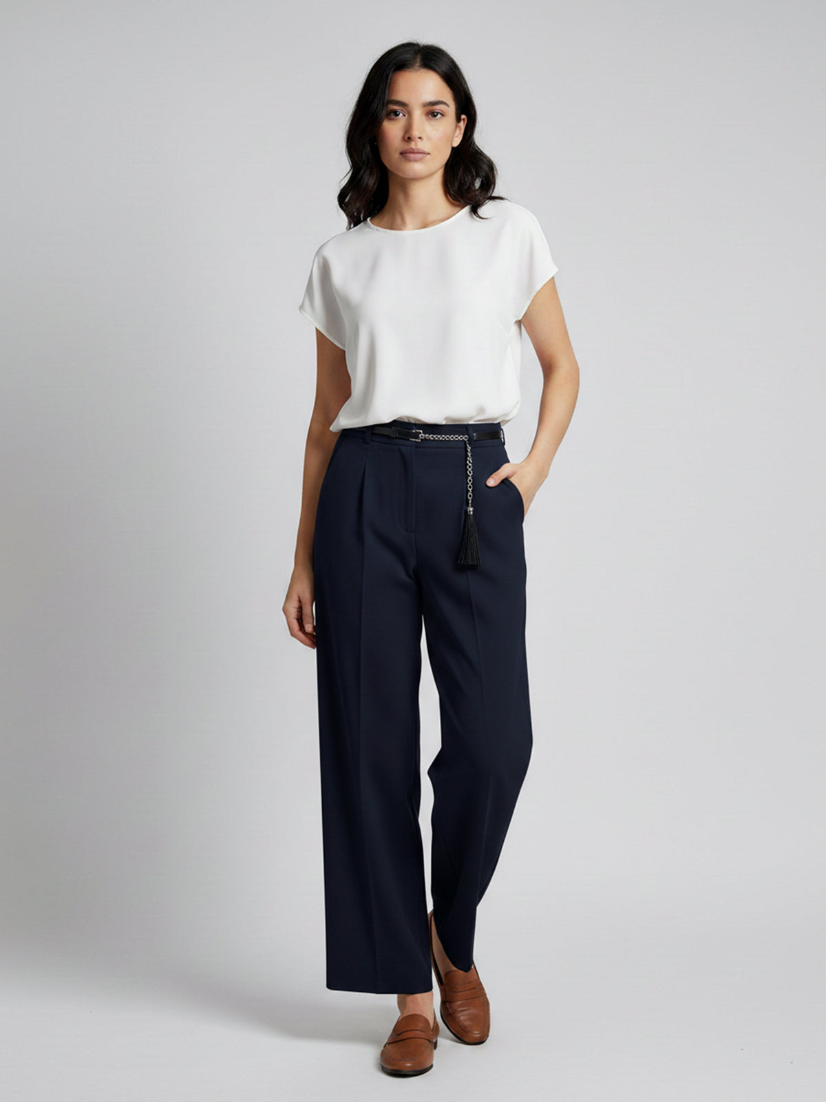 Iris Ladies Dress Pant With Belt (Black)