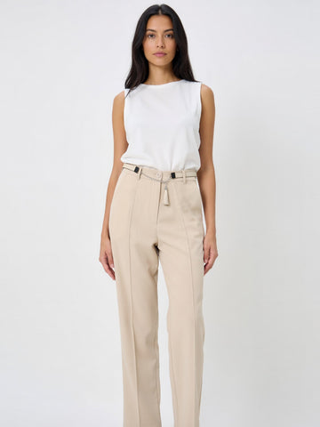 Iris Ladies Dress Pant With Belt (Cream)