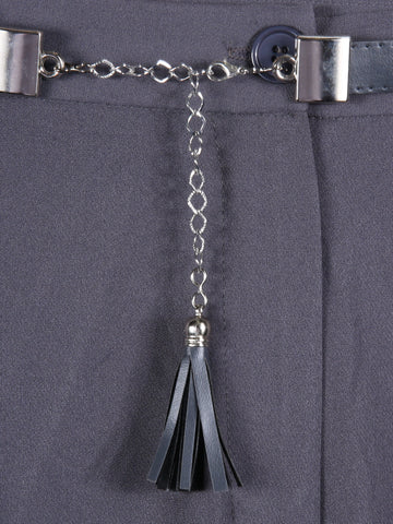 Iris Ladies Dress Pant With Belt (Dark Grey)