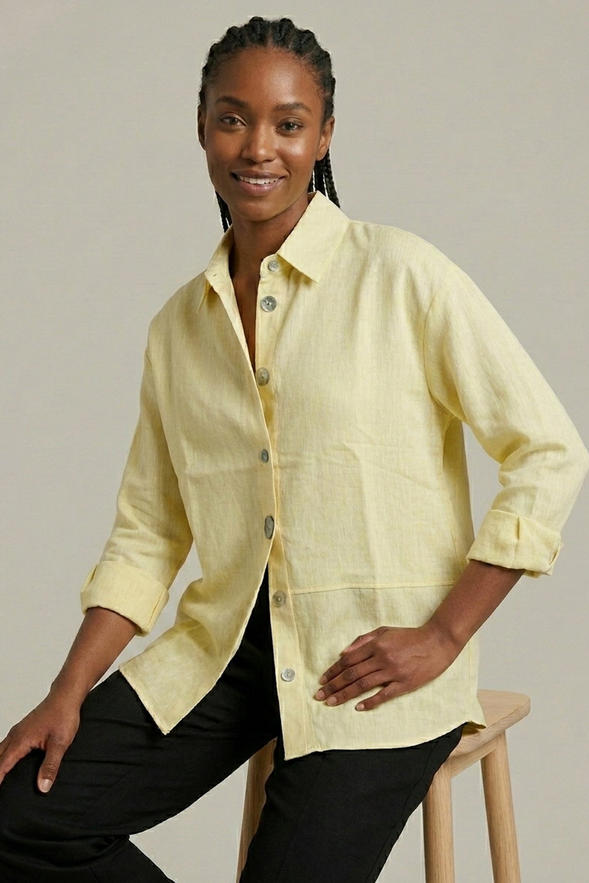 Lemon Yellow Relaxed Fit Linen Shirt