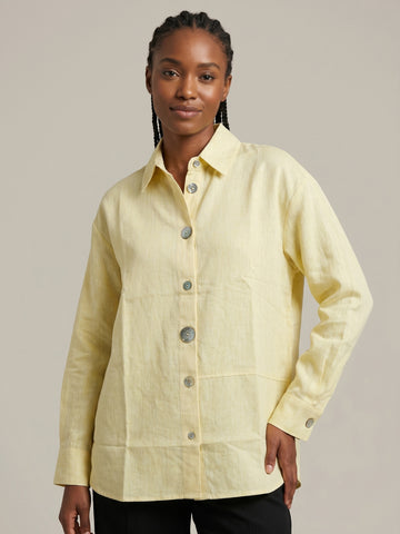Lemon Yellow Relaxed Fit Linen Shirt