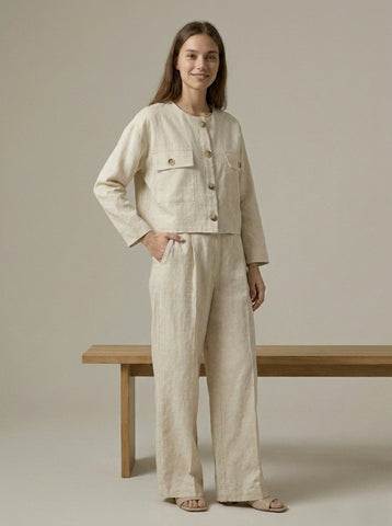 Natural Linen Blend Co-Ord Set