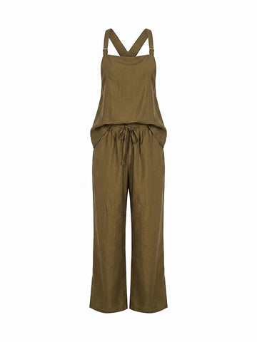 Sleeveless Cross Strap Linen Style Co-ord Set