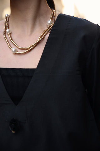 Cotton Black V Neck