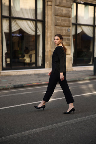 Cotton Black V Neck