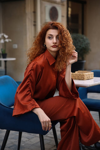 Rust Brown Shirt & Trouser Set