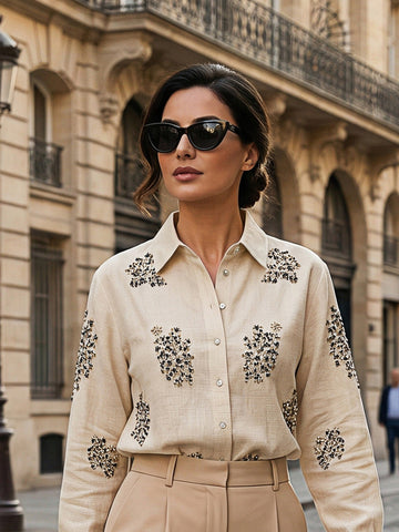 Beige Embelished Shacket