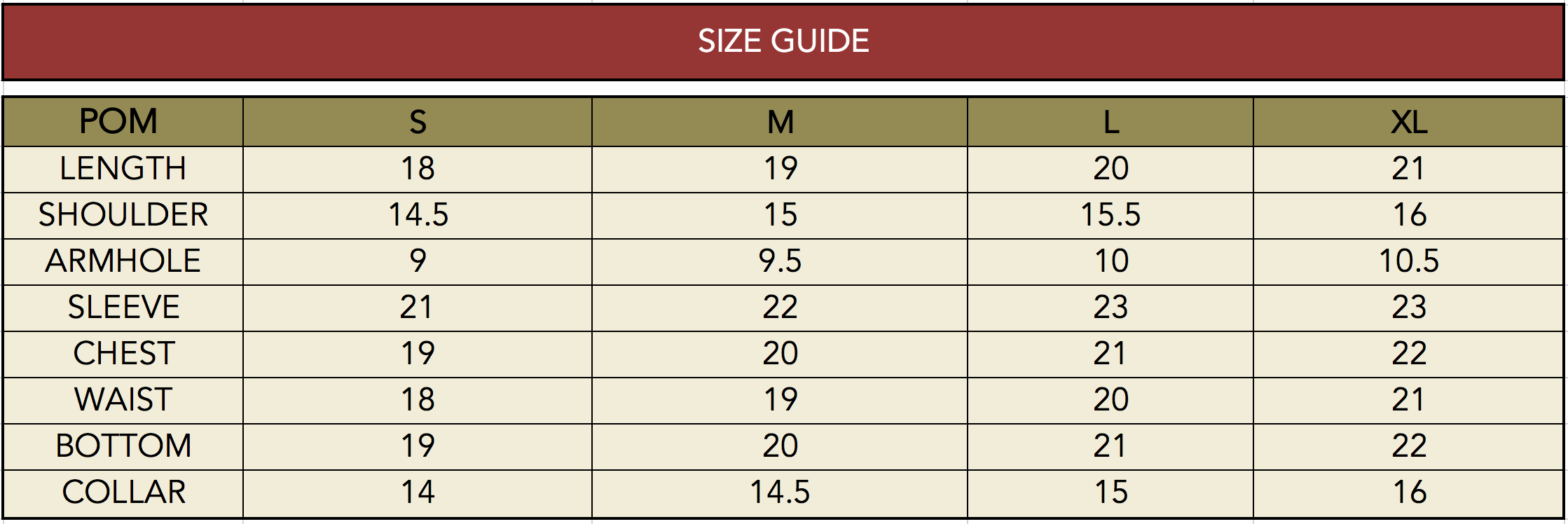 Size Guide